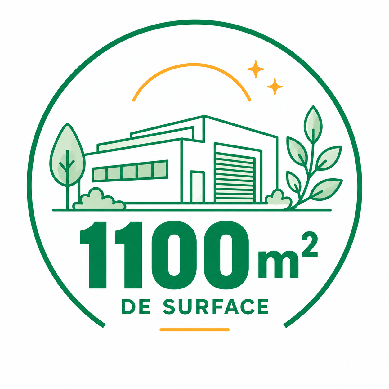 1100 mètres carrés de surface