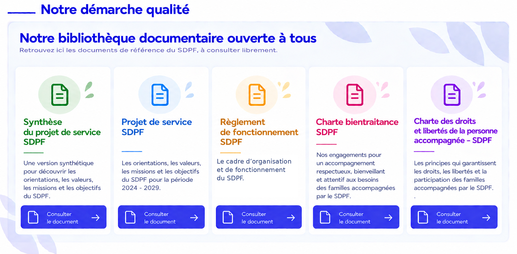 Bibliothèque documentaire qualité du SDPF